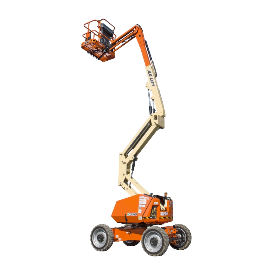 image shows a 10.5m 34ft JLG electric knuckle boom for hire or rent from AAH Australia