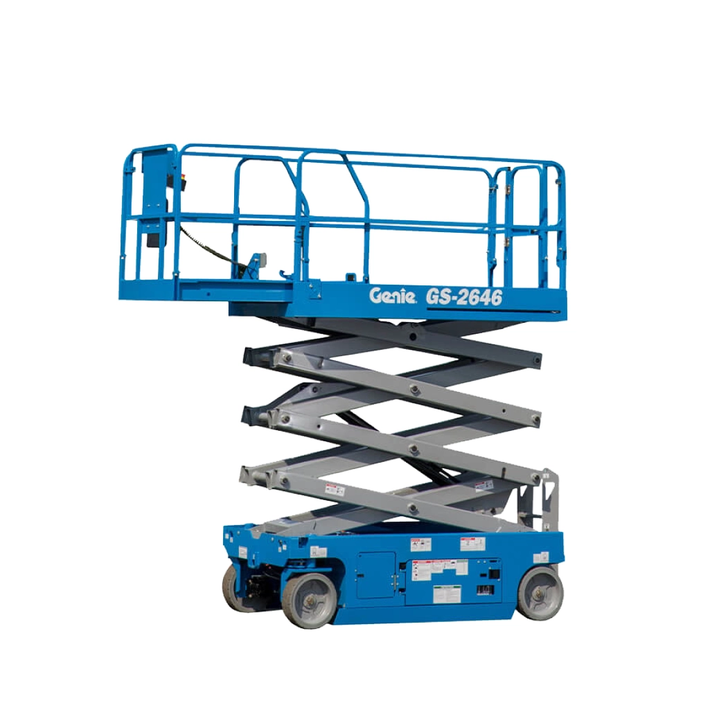 Image shows the Genie 2646ES electric scissor lift for hire and rent from AAH