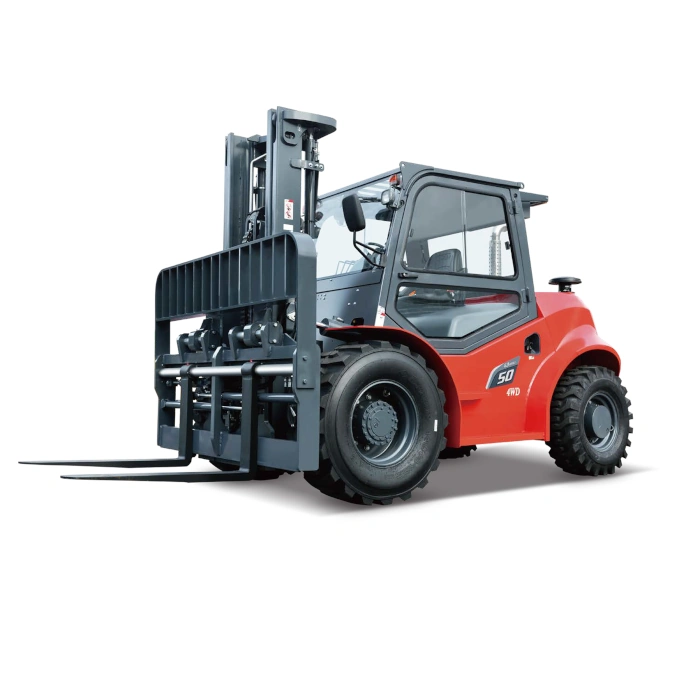 Image shows a 5 tonne all-terrain and rough terrain forklift for hire and rent in Sydney, Brisbane, Melbourne and Perth from AAH