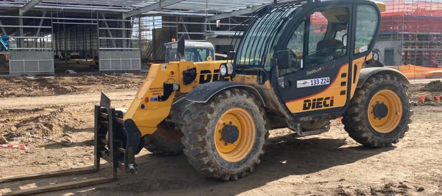 A dieci telehandler on a construction site hired from AAH